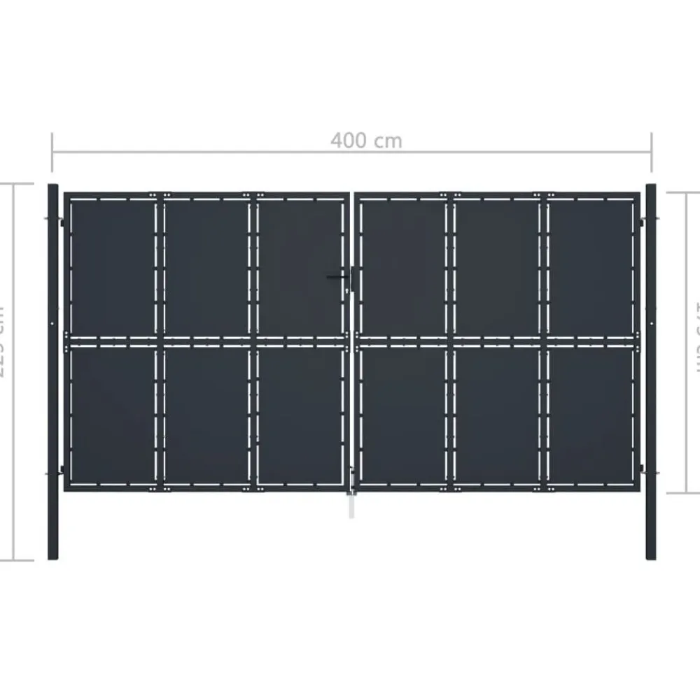 Outlet FinePRICE Puutarhaportti teräs 400x175cm umpinainen antrasiitti