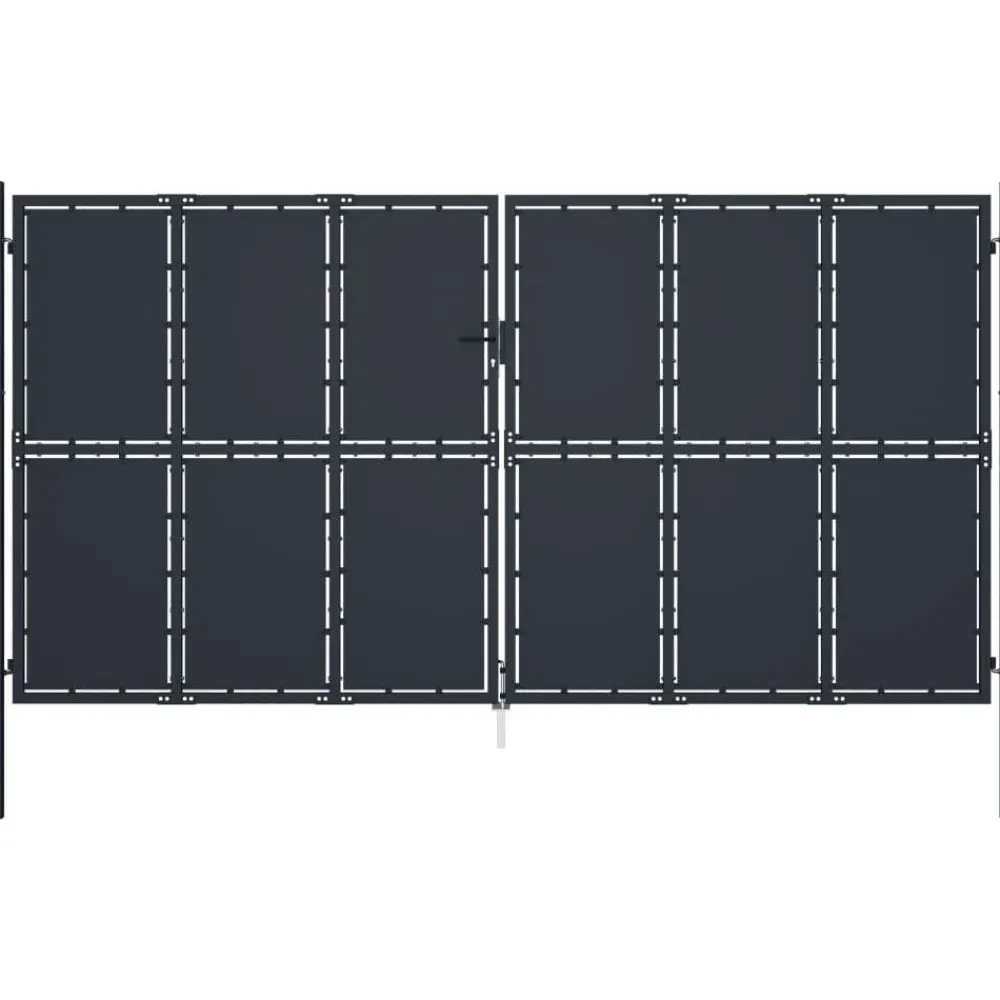 Outlet FinePRICE Puutarhaportti teräs 400x175cm umpinainen antrasiitti
