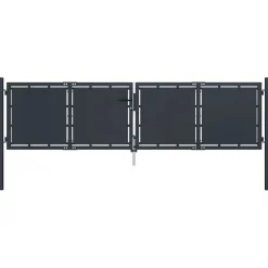Clearance FinePRICE Puutarhaportti teräs 300x100cm umpinainen antrasiitti
