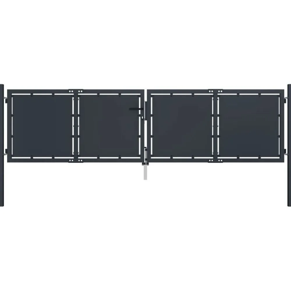 Clearance FinePRICE Puutarhaportti teräs 300x100cm umpinainen antrasiitti