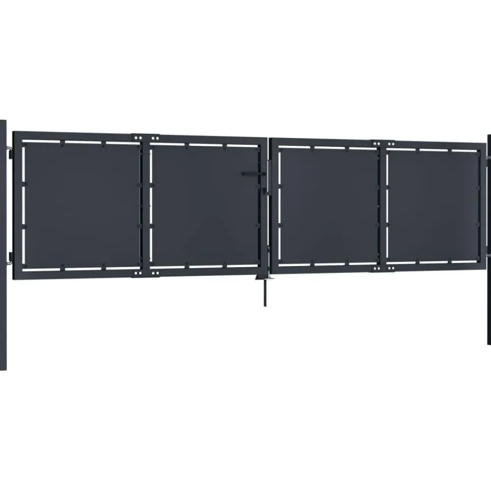Clearance FinePRICE Puutarhaportti teräs 300x100cm umpinainen antrasiitti
