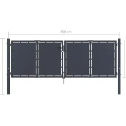 Clearance FinePRICE Puutarhaportti teräs 300x100cm umpinainen antrasiitti