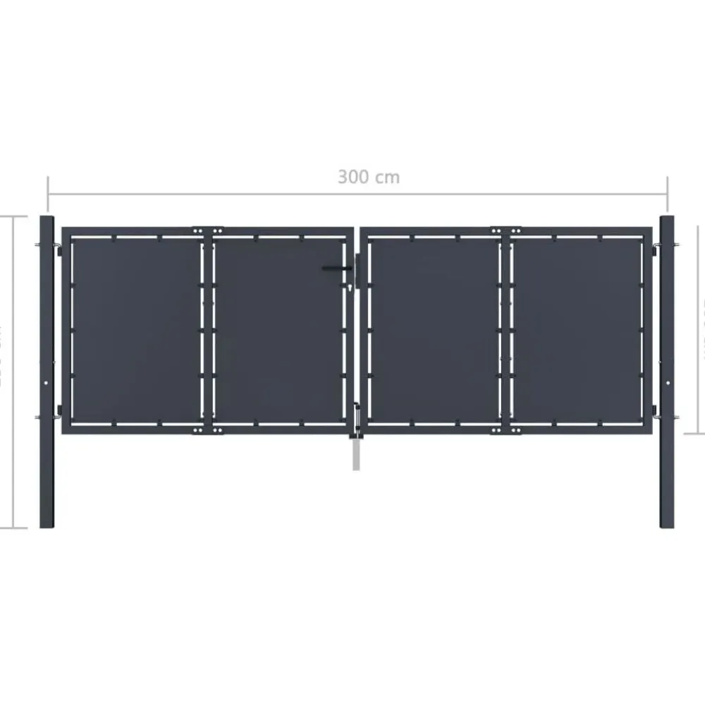 Clearance FinePRICE Puutarhaportti teräs 300x100cm umpinainen antrasiitti