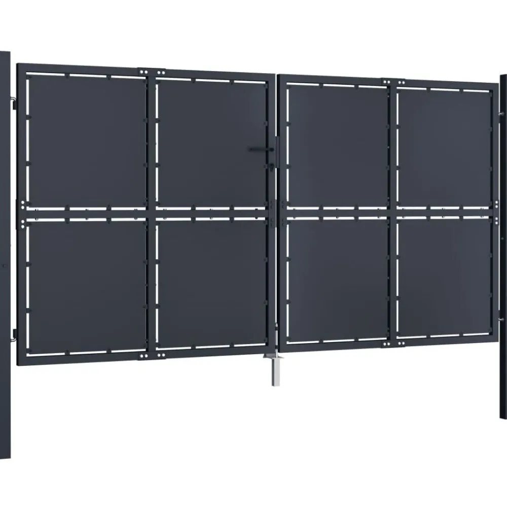 Outlet FinePRICE Puutarhaportti teräs 300x150cm umpinainen antrasiitti