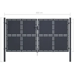 Outlet FinePRICE Puutarhaportti teräs 300x150cm umpinainen antrasiitti