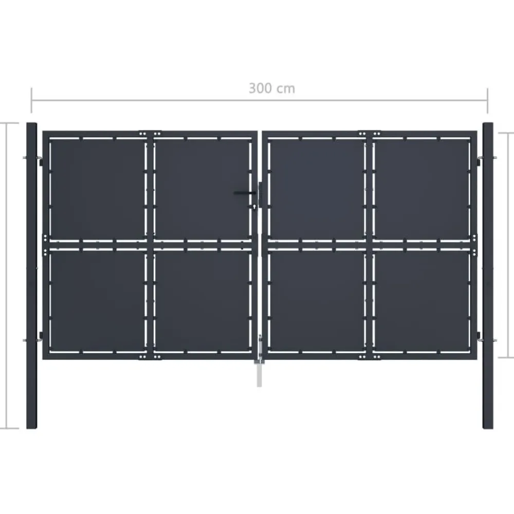 Outlet FinePRICE Puutarhaportti teräs 300x150cm umpinainen antrasiitti