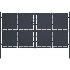 Outlet FinePRICE Puutarhaportti teräs 300x150cm umpinainen antrasiitti