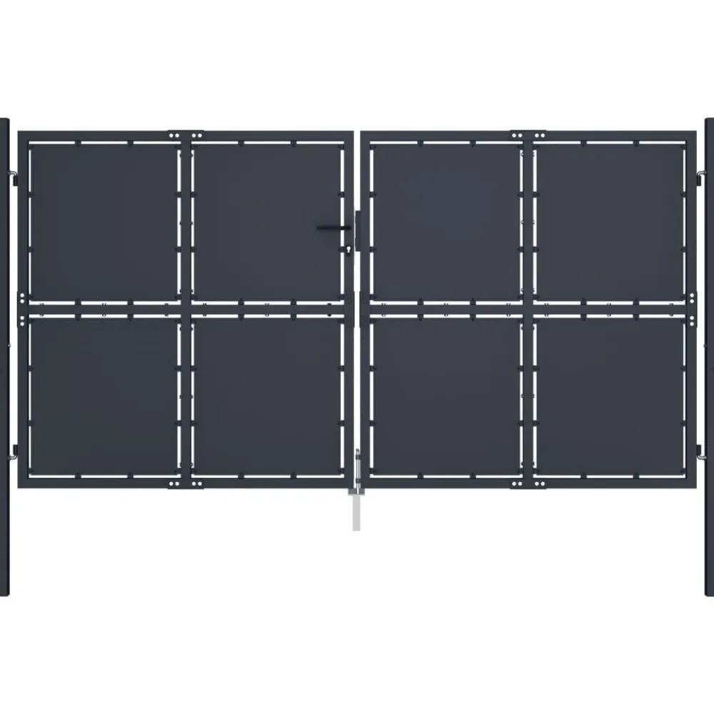 Outlet FinePRICE Puutarhaportti teräs 300x150cm umpinainen antrasiitti