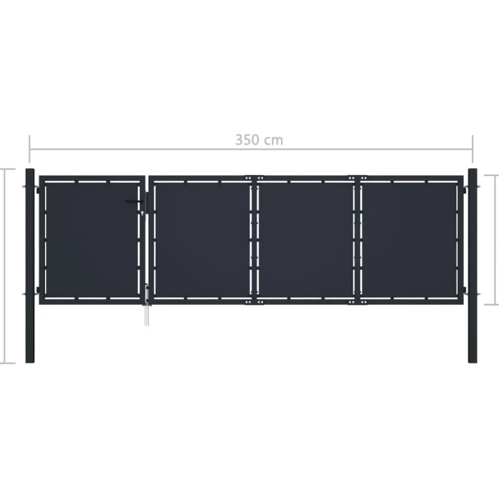 Online FinePRICE Puutarhaportti teräs 350x100cm umpinainen antrasiitti