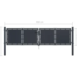 Discount FinePRICE Puutarhaportti teräs 300x75cm umpinainen antrasiitti
