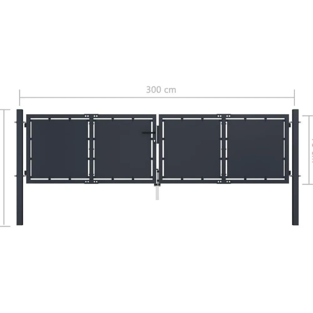 Discount FinePRICE Puutarhaportti teräs 300x75cm umpinainen antrasiitti