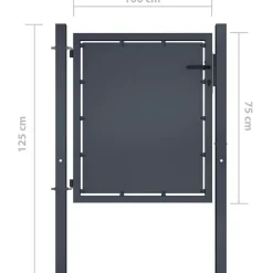 Hot FinePRICE Puutarhaportti teräs 100x75cm umpinainen antrasiitti