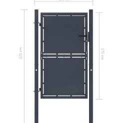 Hot FinePRICE Puutarhaportti teräs 100x175cm umpinainen antrasiitti