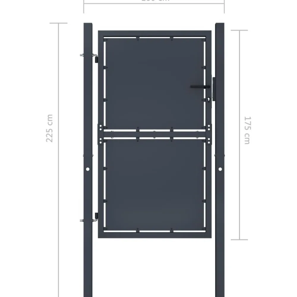 Hot FinePRICE Puutarhaportti teräs 100x175cm umpinainen antrasiitti