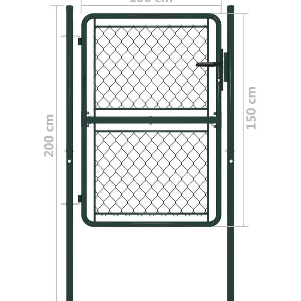 Outlet FinePRICE Puutarhaportti teräs 100x150cm vihreä