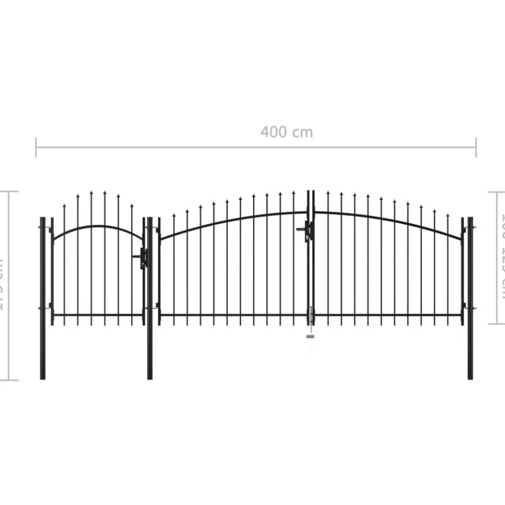 New FinePRICE Puutarhaportti teräs 1.75x4m musta
