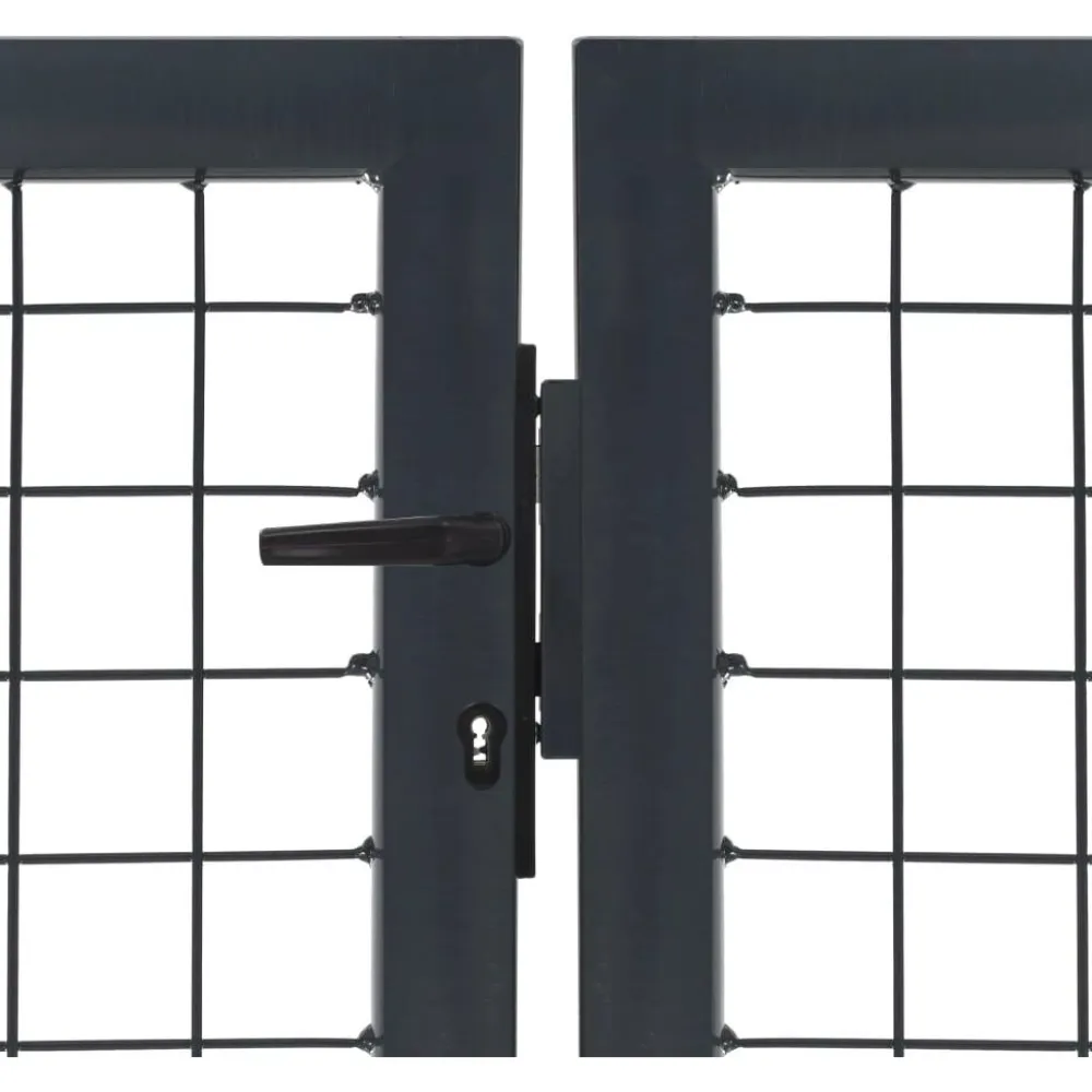 Outlet FinePRICE Puutarhaportti tolpilla teräs 350x100cm antrasiitti