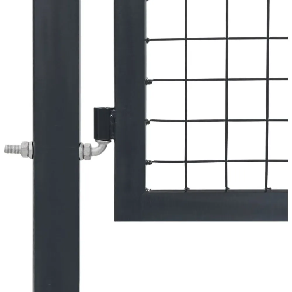 Outlet FinePRICE Puutarhaportti tolpilla teräs 350x100cm antrasiitti
