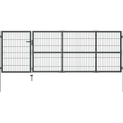 Outlet FinePRICE Puutarhaportti tolpilla teräs 350x100cm antrasiitti