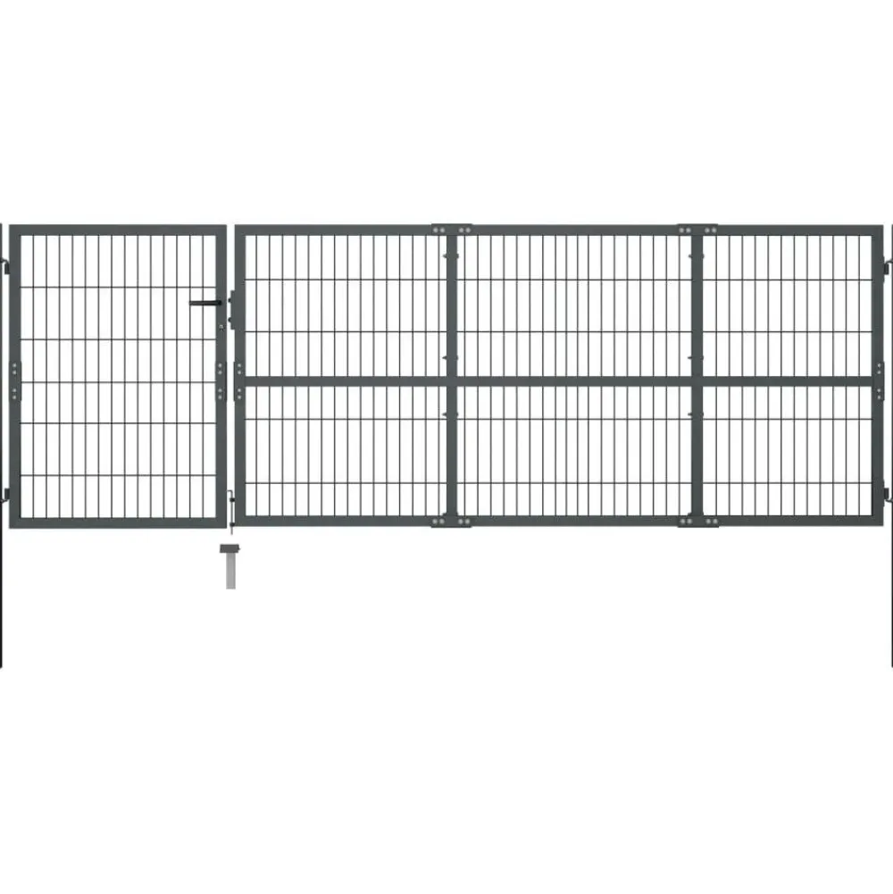 Outlet FinePRICE Puutarhaportti tolpilla teräs 350x100cm antrasiitti