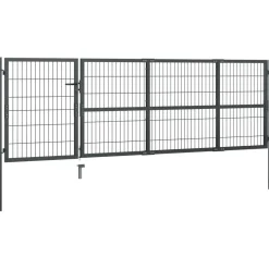 Outlet FinePRICE Puutarhaportti tolpilla teräs 350x100cm antrasiitti