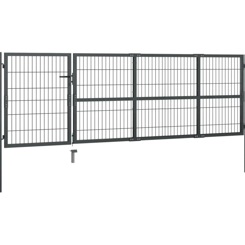 Outlet FinePRICE Puutarhaportti tolpilla teräs 350x100cm antrasiitti
