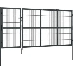 FinePRICE Puutarhaportti tolpilla teräs 350x120cm antrasiitti