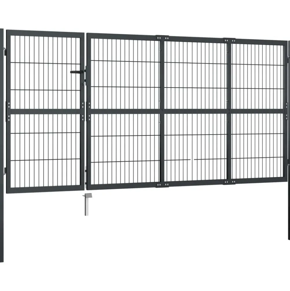 FinePRICE Puutarhaportti tolpilla teräs 350x120cm antrasiitti