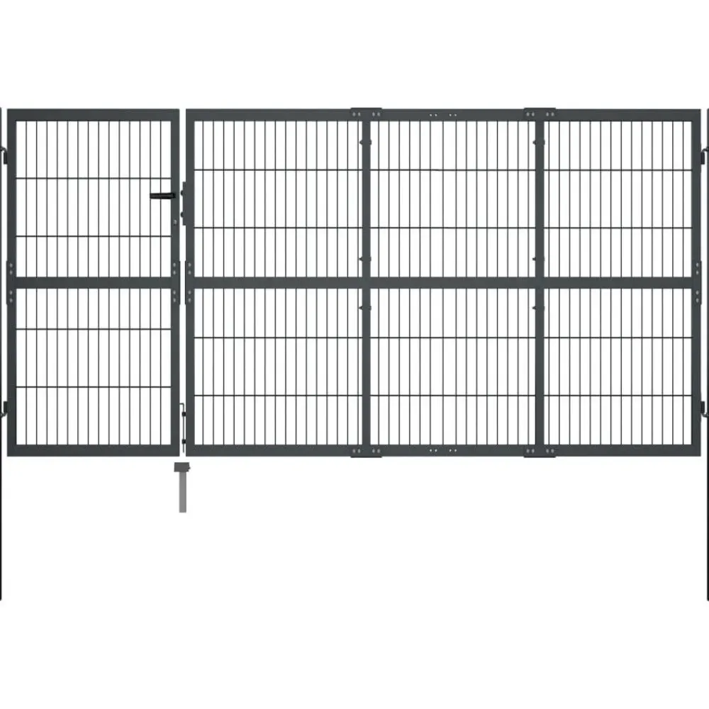 FinePRICE Puutarhaportti tolpilla teräs 350x120cm antrasiitti