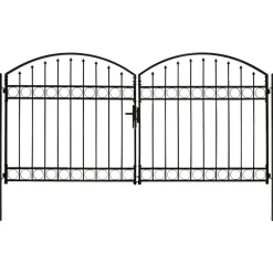 Online FinePRICE Puutarhaportti tuplaovilla kaareva yläosa teräs 300x125cm musta