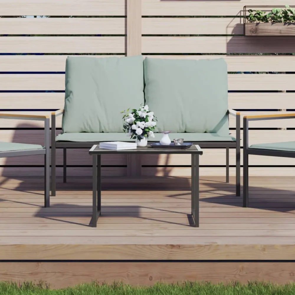 Discount FinePRICE Puutarhapöytä antrasiitti 55x40x37 cm teräs