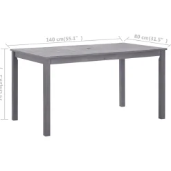 FinePRICE Puutarhapöytä harmaa kuultomaali 140x80x74 cm täysi akaasiapuu (11849)