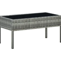 Discount FinePRICE Puutarhapöytä harmaa 75x40x37 cm polyrottinki