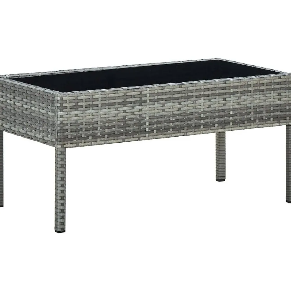 Discount FinePRICE Puutarhapöytä harmaa 75x40x37 cm polyrottinki