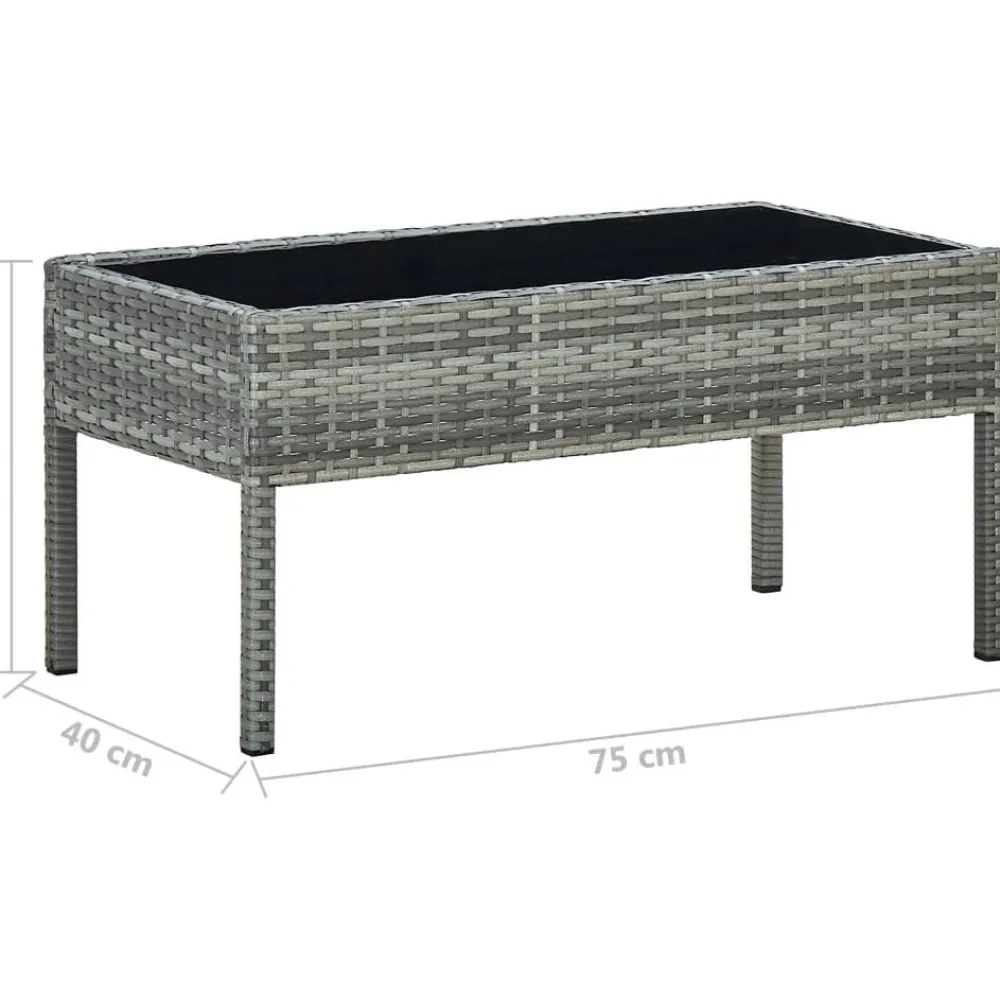 Discount FinePRICE Puutarhapöytä harmaa 75x40x37 cm polyrottinki