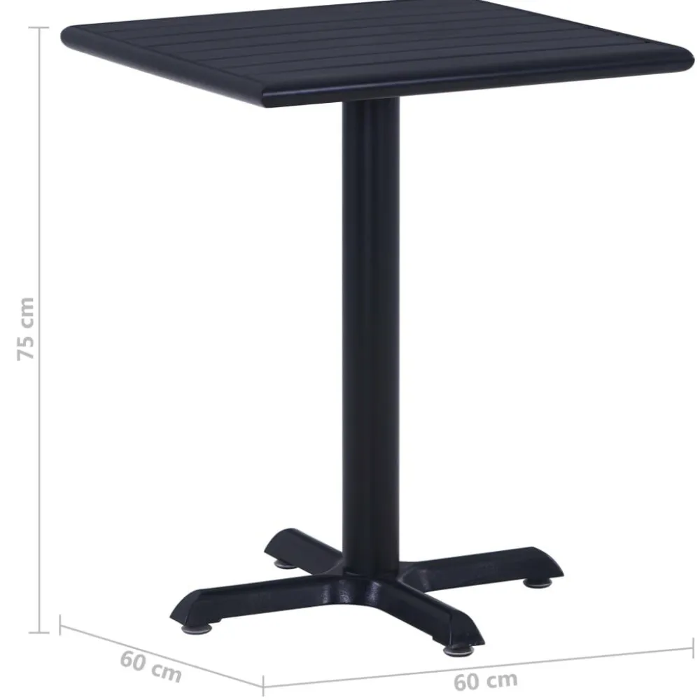 Clearance FinePRICE Puutarhapöytä musta 60x60x75 cm (49469)