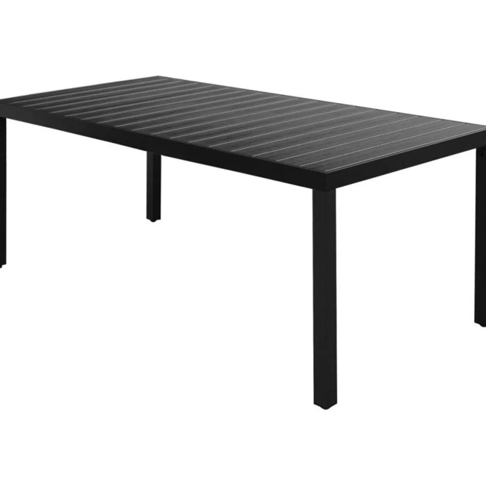Best FinePRICE Puutarhapöytä musta 185x90x74 cm alumiini ja puukomposiitti