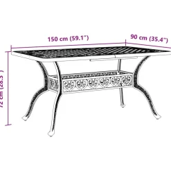 Outlet FinePRICE Puutarhapöytä pronssi 150x90x72 cm valualumiini (02803)