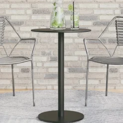 Hot FinePRICE Puutarhapöytä pyöreä musta Ø50x72 cm teräs (09308)