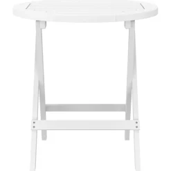 Outlet FinePRICE Puutarhapöytä taitettava valkoinen Ø 46 cm täysi akasiapuu (12117)
