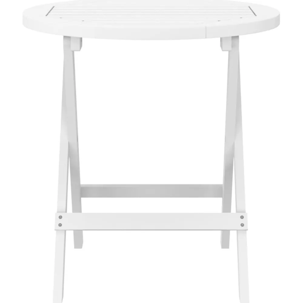 Outlet FinePRICE Puutarhapöytä taitettava valkoinen Ø 46 cm täysi akasiapuu (12117)