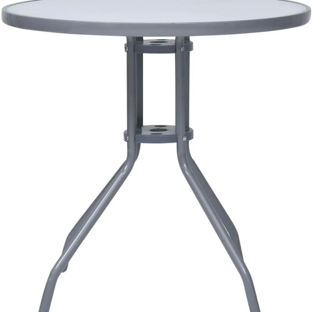 New FinePRICE Puutarhapöytä vaaleanharmaa 80 cm teräs ja lasi
