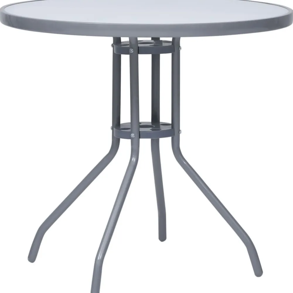 New FinePRICE Puutarhapöytä vaaleanharmaa 80 cm teräs ja lasi