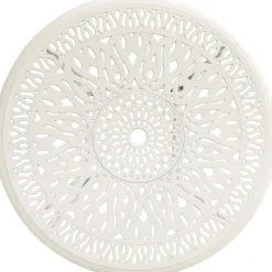 Online FinePRICE Puutarhapöytä valkoinen, 90x90x74 cm, valualumiini