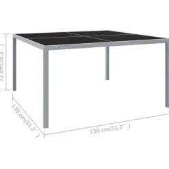 Clearance FinePRICE Puutarhapöytä 130x130x72 cm harmaa teräs ja lasi