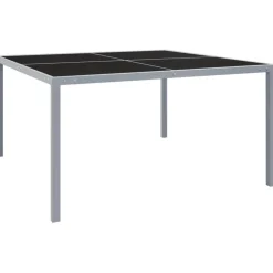 Clearance FinePRICE Puutarhapöytä 130x130x72 cm harmaa teräs ja lasi