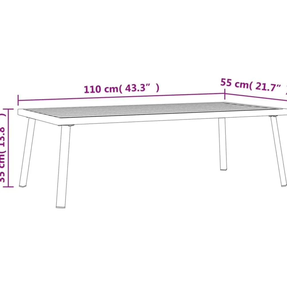 Sale FinePRICE Puutarhasohvapöytä antrasiitti 110x55x35 cm teräs