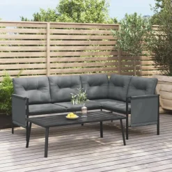 Sale FinePRICE Puutarhasohvapöytä antrasiitti 110x55x35 cm teräs