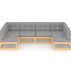 Clearance FinePRICE Puutarhasohvasarja, mänty, harmaa, 6 osaa
