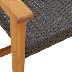 Sale FinePRICE Puutarhatuolit 2 kpl musta polyrottinki ja akasiapuu (67595)